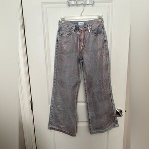 Pistola Metallic Pink Flare Waxed Jeans